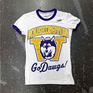 Nike Washington Huskies Go Dawgs T-Shirt White Purple Yellow Size M